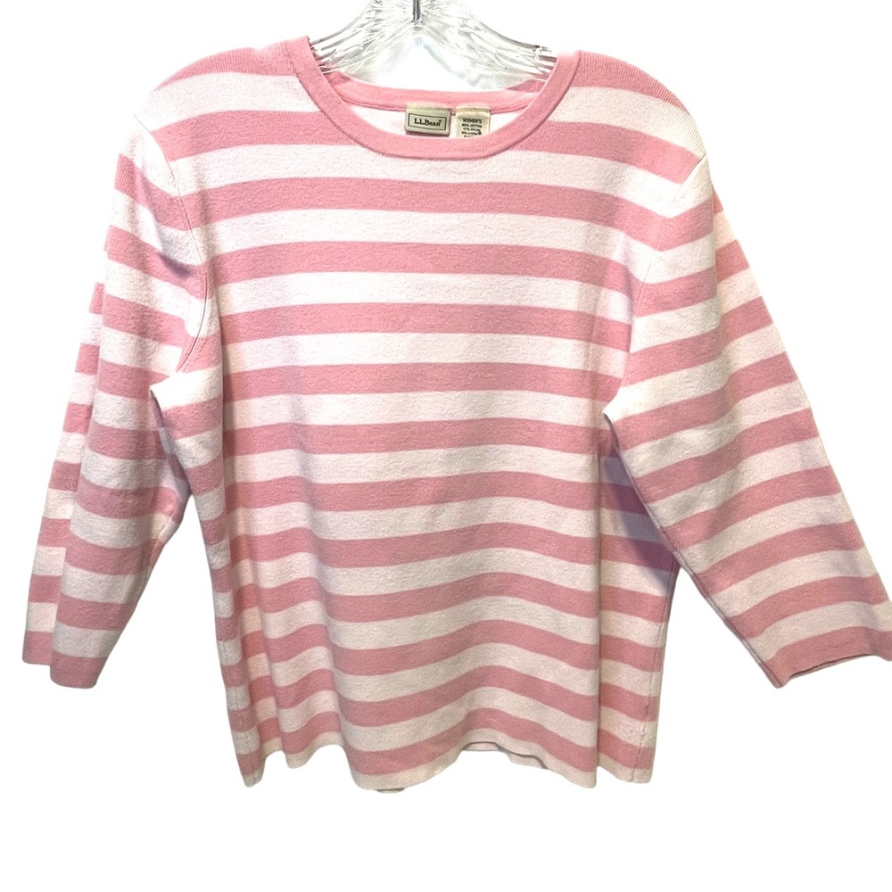 L.L. Bean Women's Pink and Light Pink Striped Top Size XL